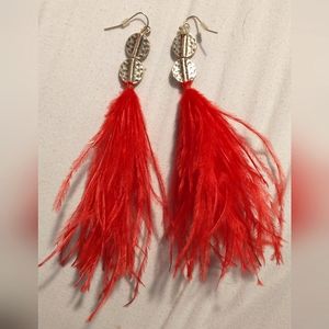 Red Feather Earrings